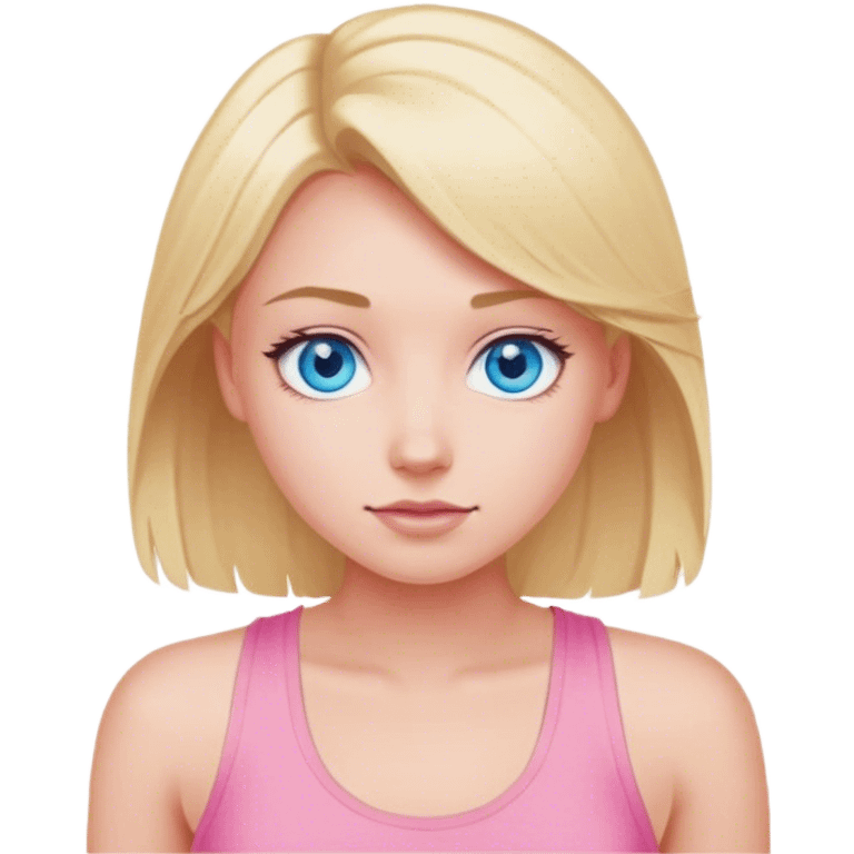 Blonde girl with blue eyes wearing pink tank top emoji