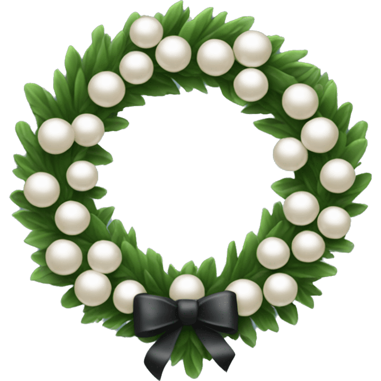 A Christmas wreath designed like a circle of pearls with a tiny blackbow. emoji