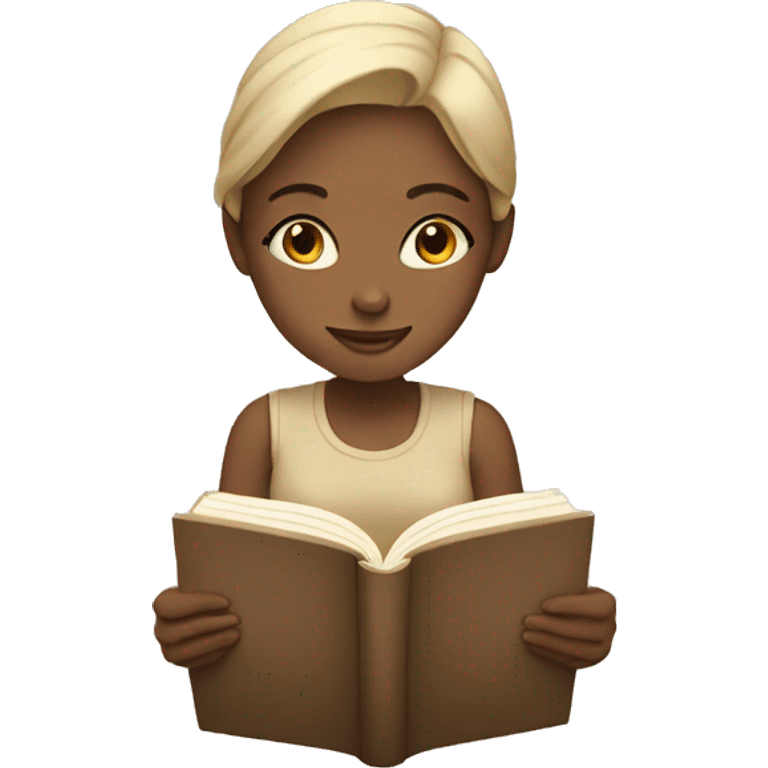 Girl reading a book. In beige tones  emoji