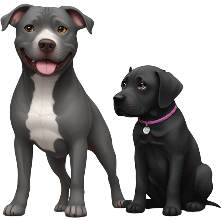 Grey pitbull next to black retriever dog emoji