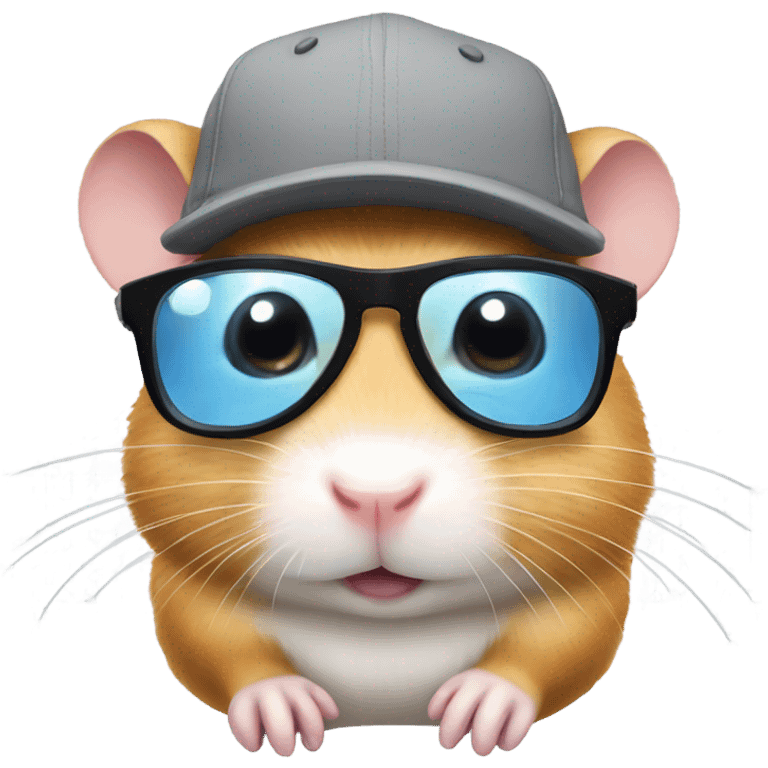 hamster wearing glasses and a grey cap emoji