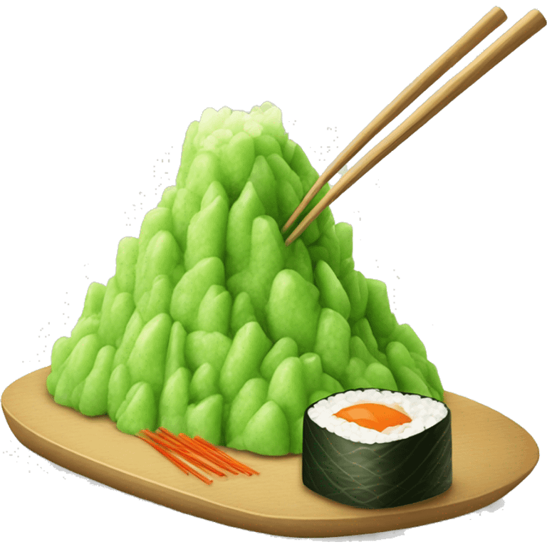 Sushi Wasabi mound with chopsticks emoji