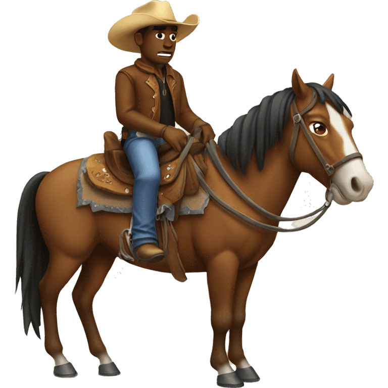 Crying cowboy on horse emoji