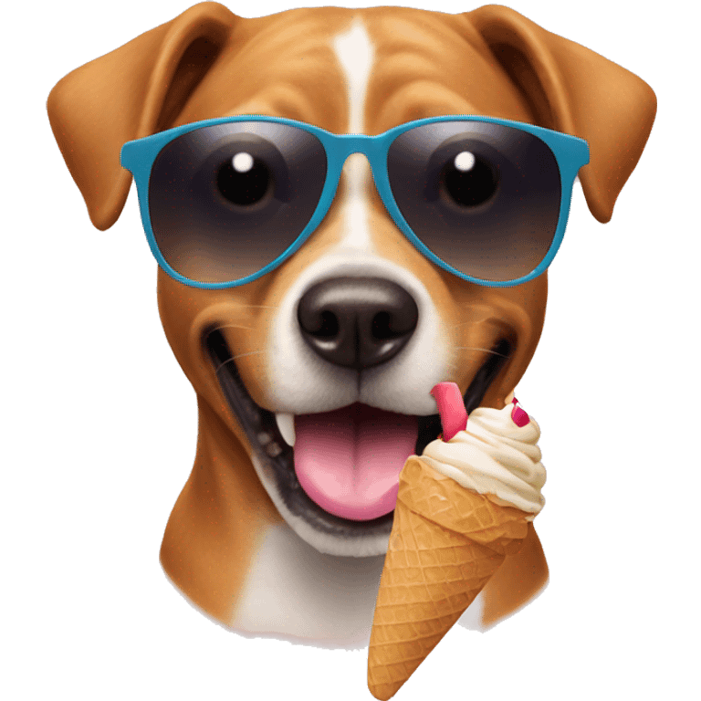 dog in sunglasses eating ice cream  emoji