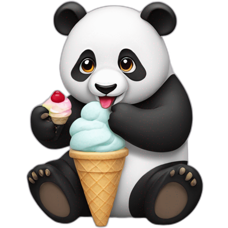 Panda eating ice cream emoji