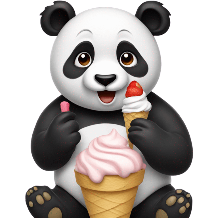 Panda eating ice cream emoji