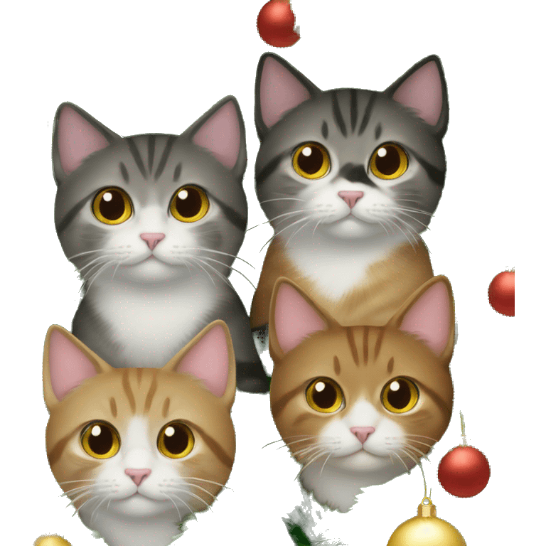 Three cats in a Christmas tree emoji