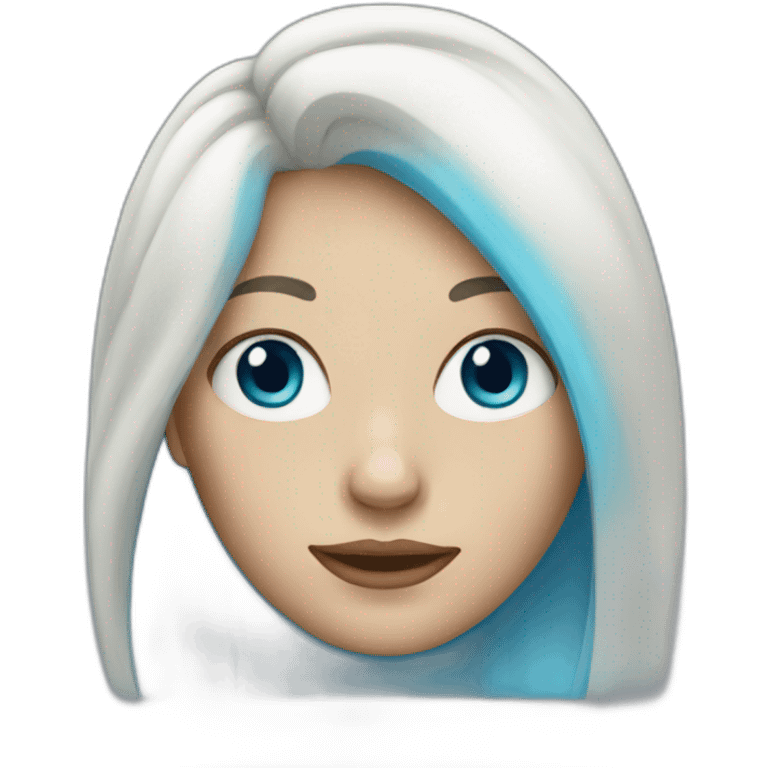 White woman with long blue hair emoji