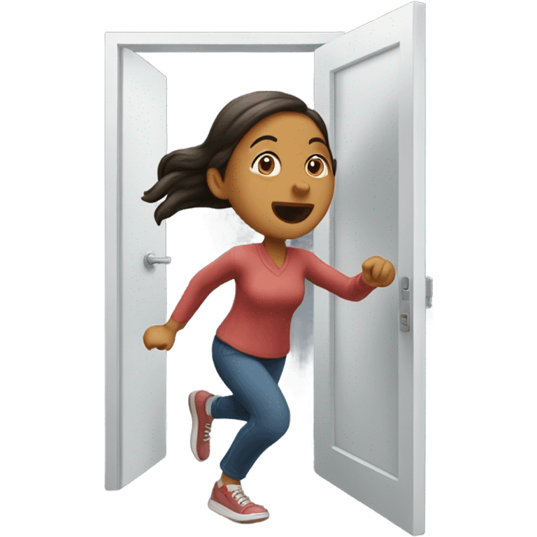 Woman running out a door emoji