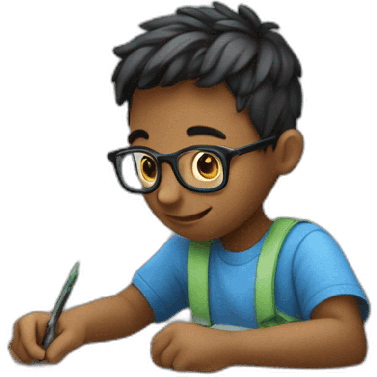 Boy writing code on laptop emoji