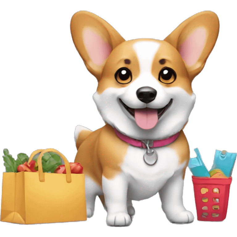 corgi dog with shopping emoji