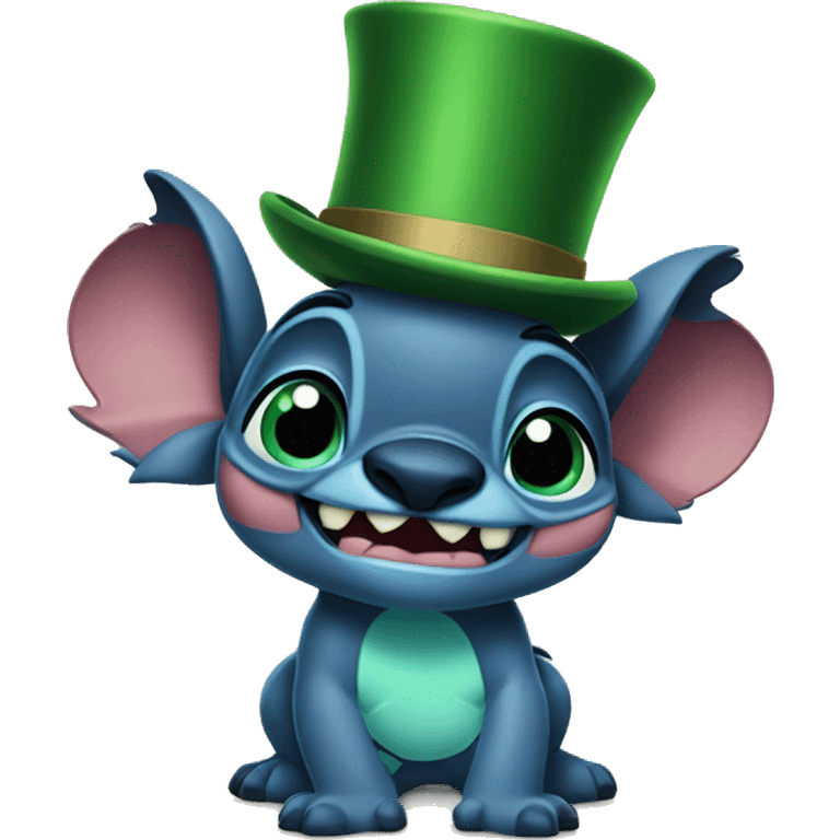 disney character stitch wearing a green top hat emoji