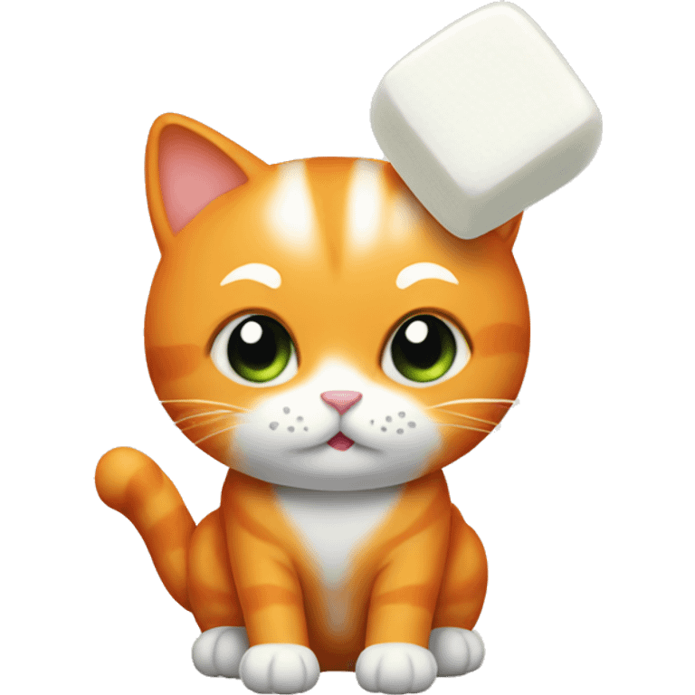 orange cat with white marshmellows emoji