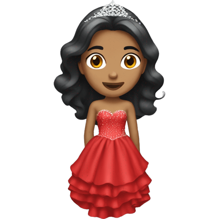 Quinceñera with a red dress emoji