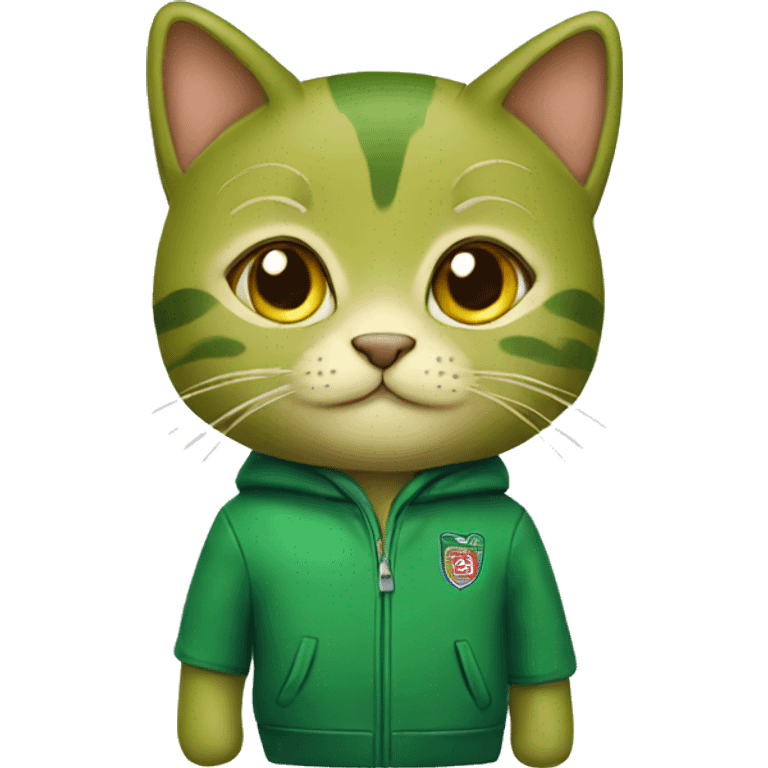 green cat with university jacket emoji