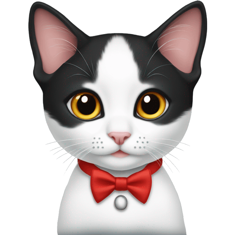 Tuxedo kitten with a red collar emoji