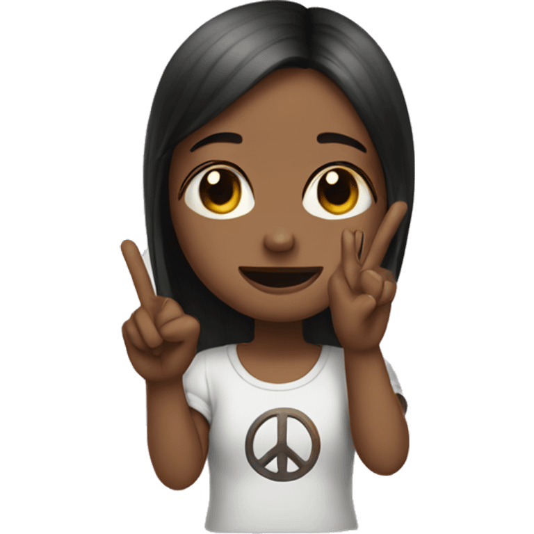 girl crying doing peace sign emoji