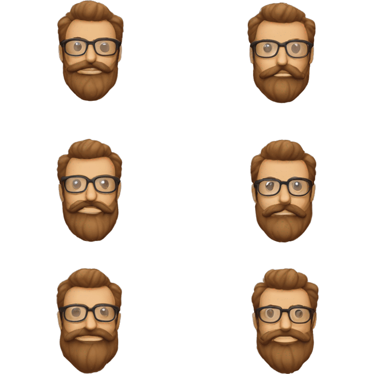 crar emojis de un hombre moreno de barba con lentes grandes y barba completa y bigote emoji