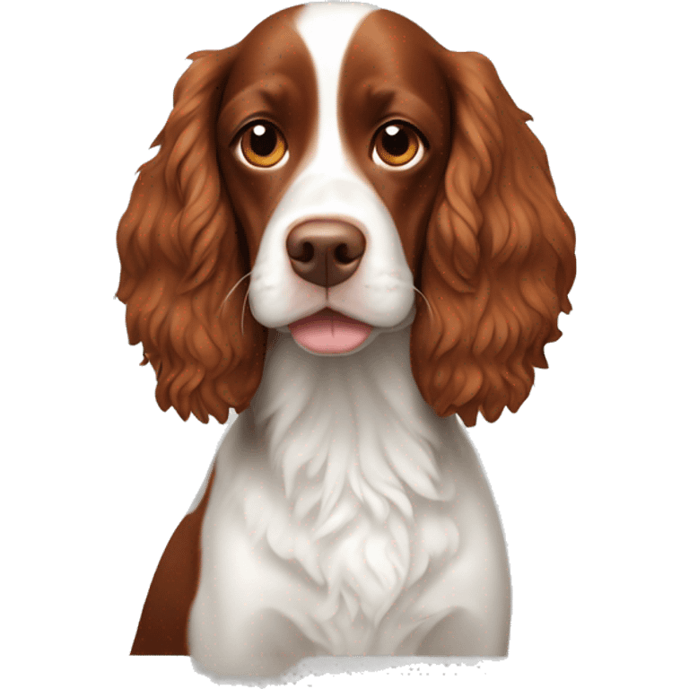 Red and white french britanny spaniel dog emoji