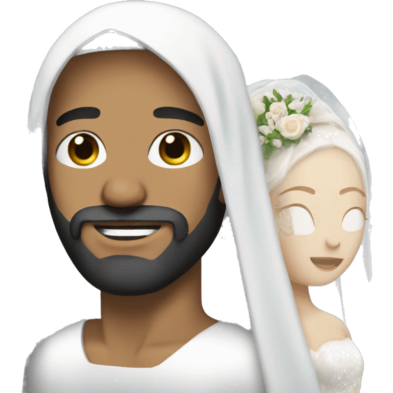 white man with beard and bride veil emoji