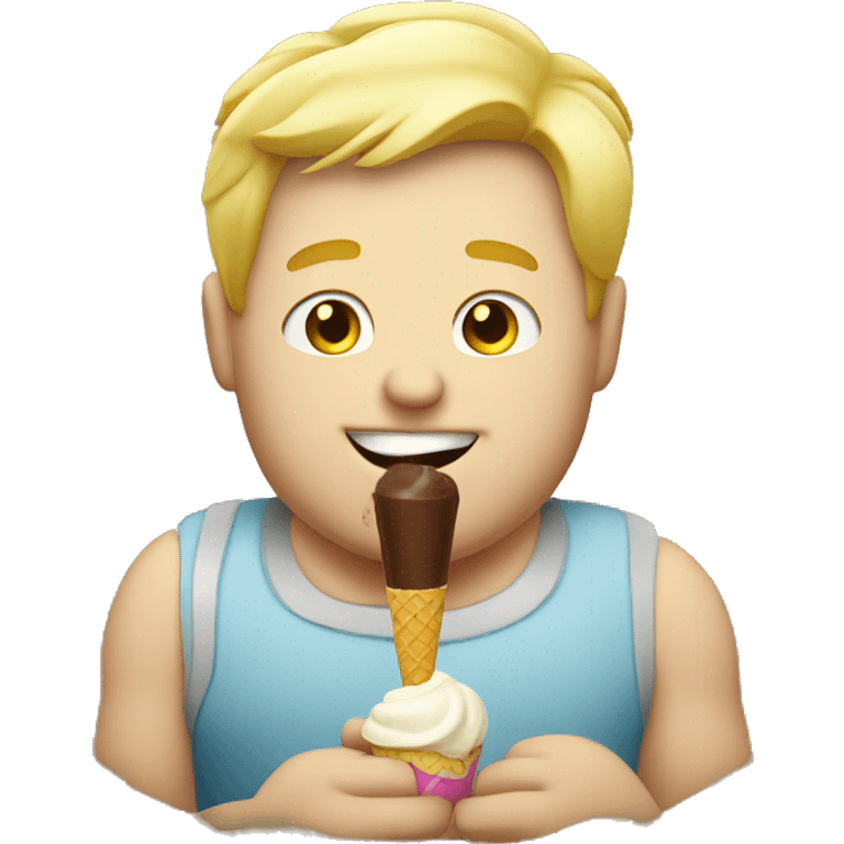 fat blond guy with icecream emoji