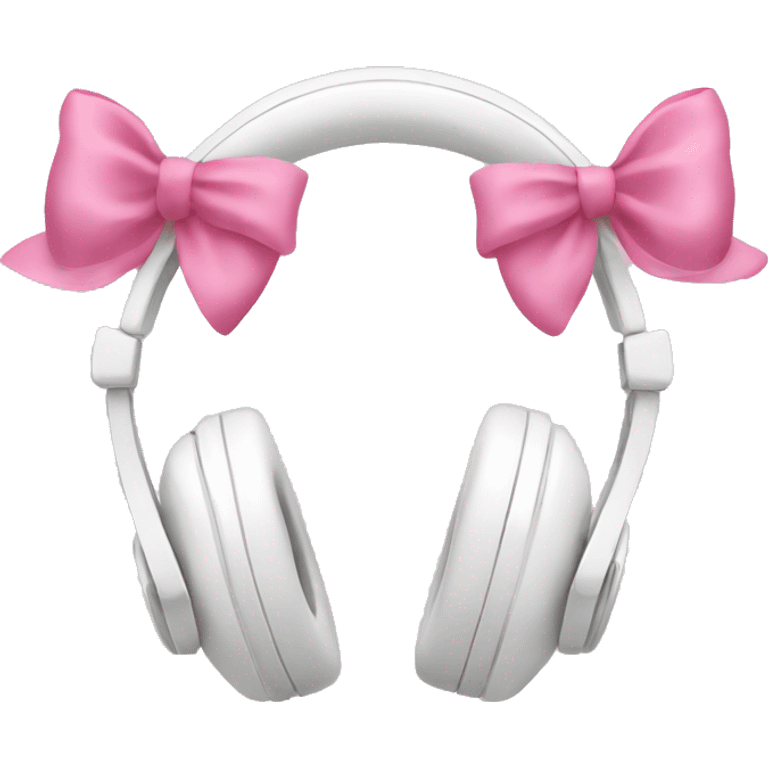 white headphones with 2 pink bows emoji