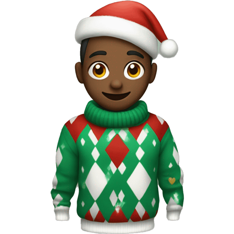 harlequin wearing a christmas sweater emoji