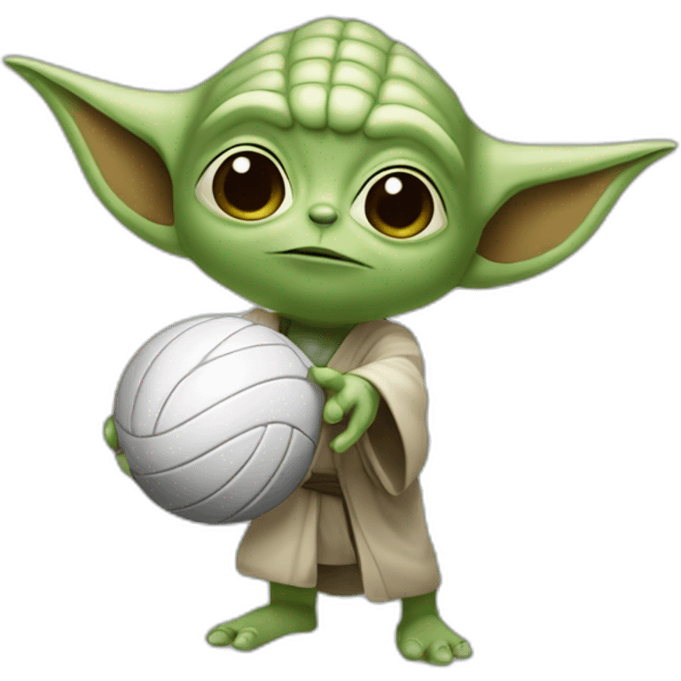 Yoda agarrando un balón de voley emoji