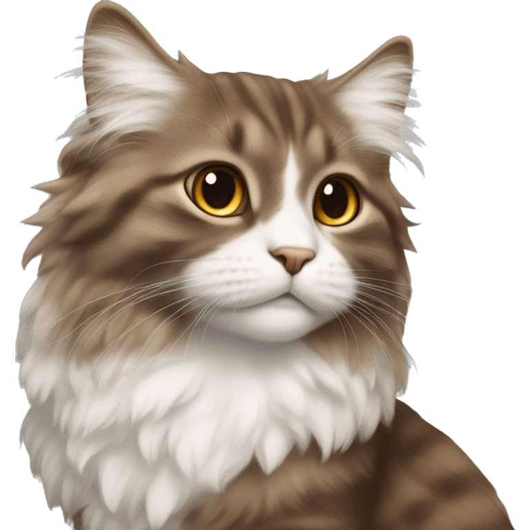 fluffy brown american curl cat with angel wings emoji