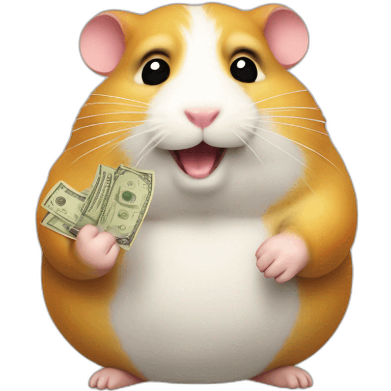 Fat hamster giving a lot of money emoji