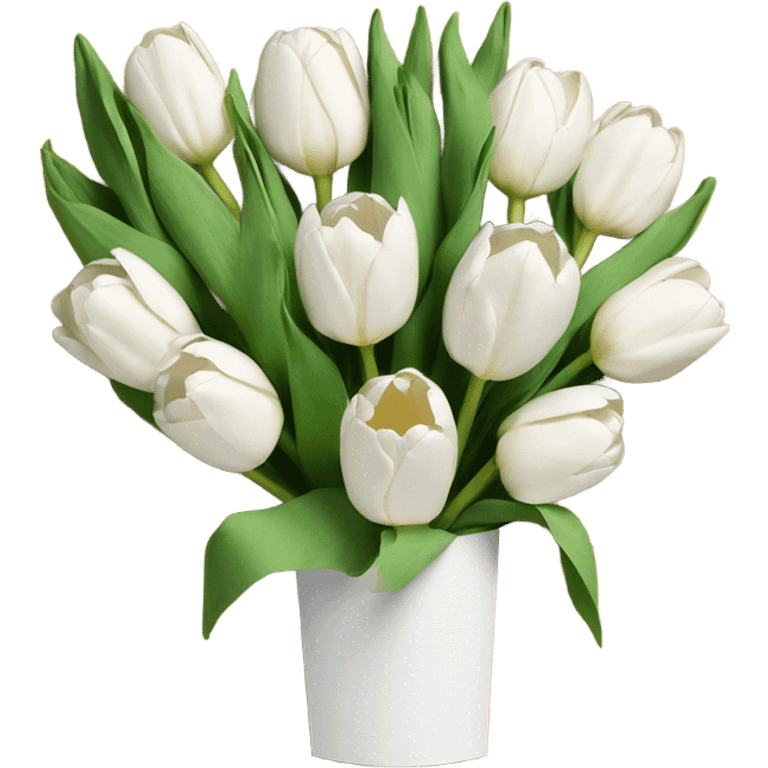 White tulips bouquet in craft paper emoji