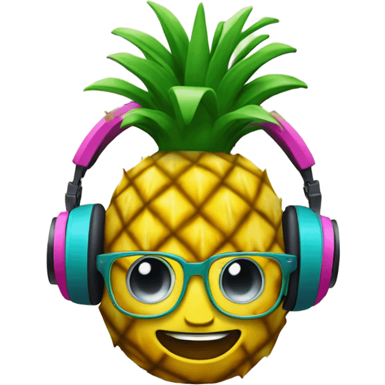 A pineapple wearing headphones emoji