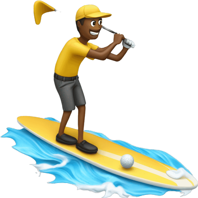 Golfer golfing on a surf board  emoji