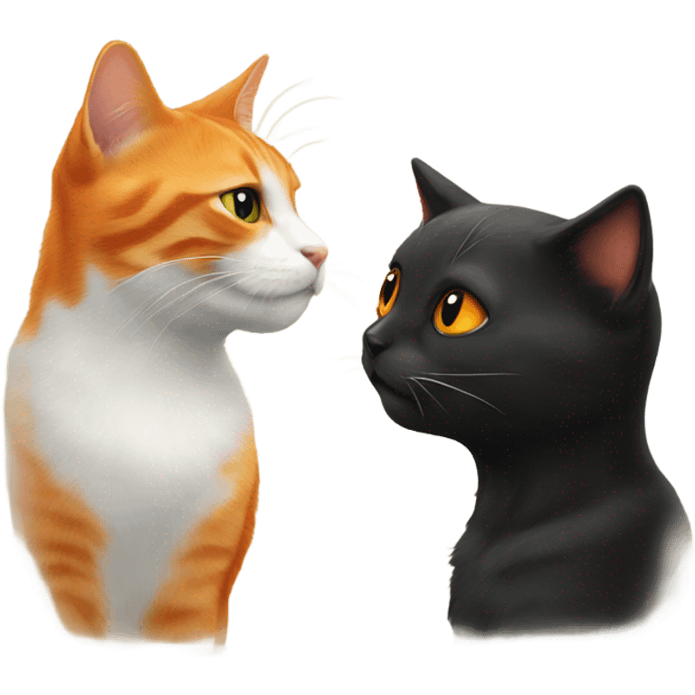 Orange cat and black cat kissing emoji