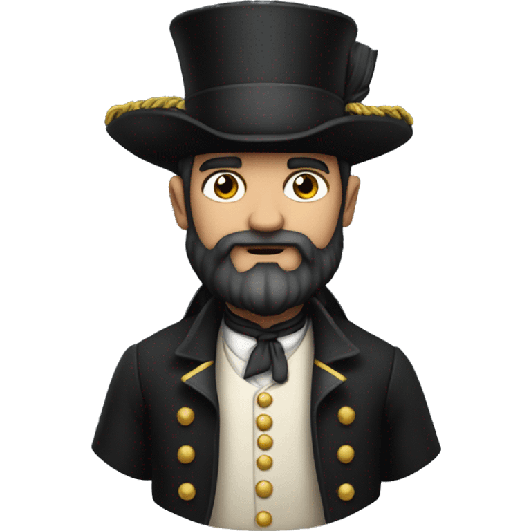 a wealthy pirate with deep knowledge in mechanics and a black suit and a top hat and a short beard emoji