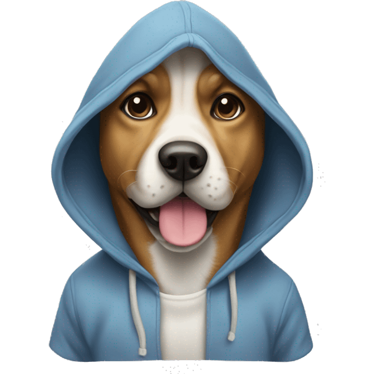 Dog wearing hoodie with hat on emoji