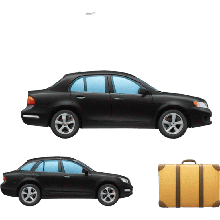 black car with travel items emoji