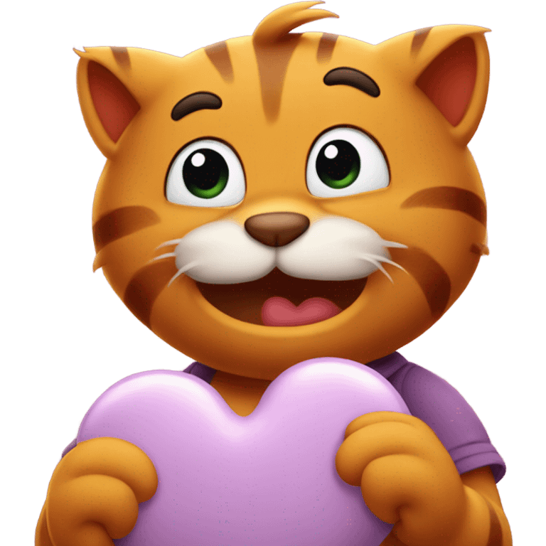 Garfield holding a heart emoji