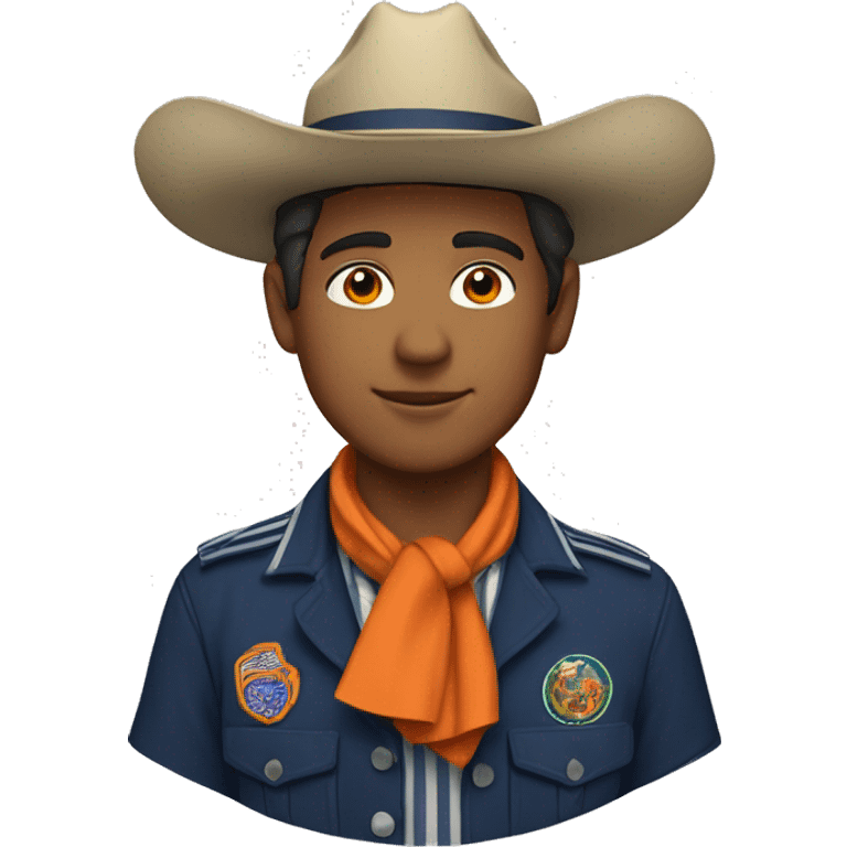 Mexican scout with navy blue camisole and blue scarf with orange stripes emoji