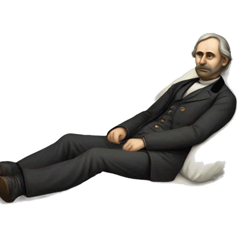 A sick man on a bed in 1870 emoji