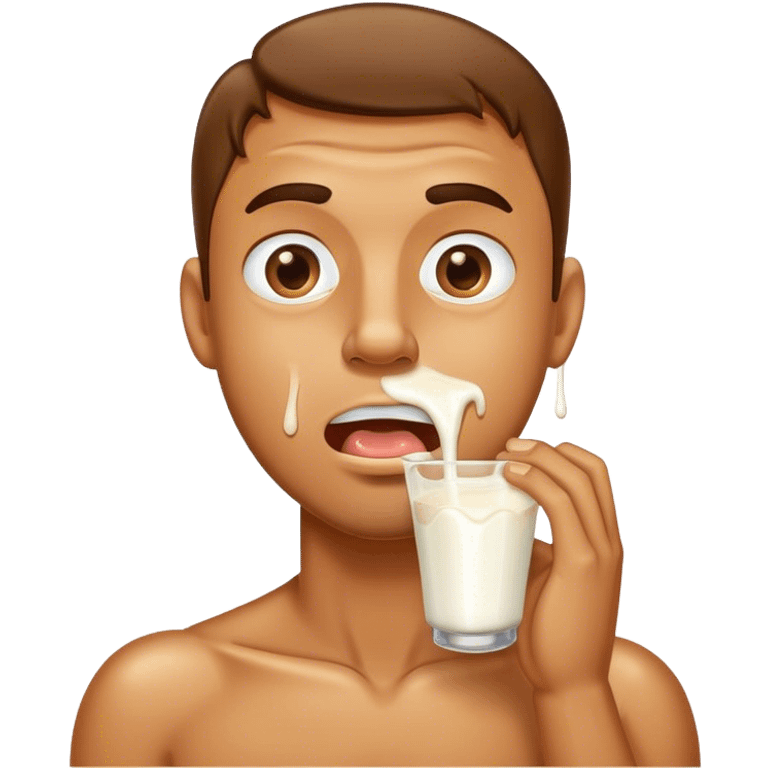 Man with milk dripping out mouth emoji