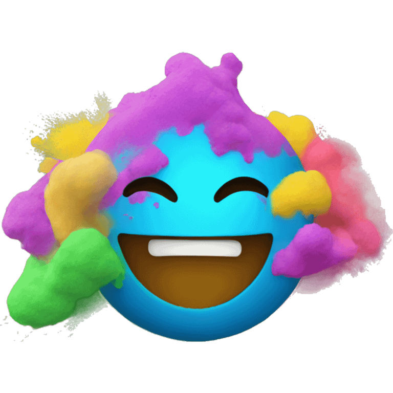 A smiley with Holi powder on their face emoji