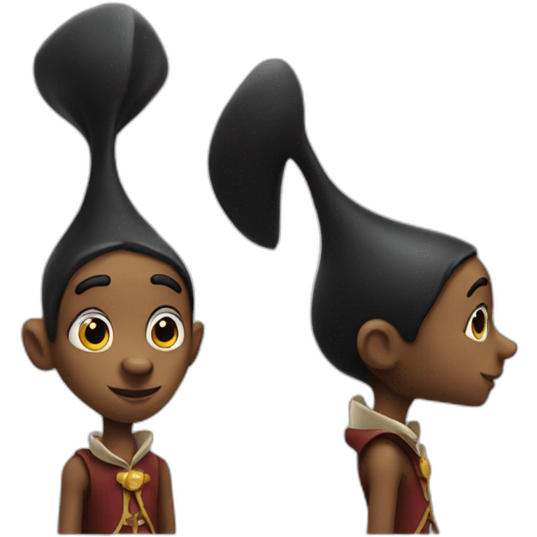 black pinocchio with long nose emoji