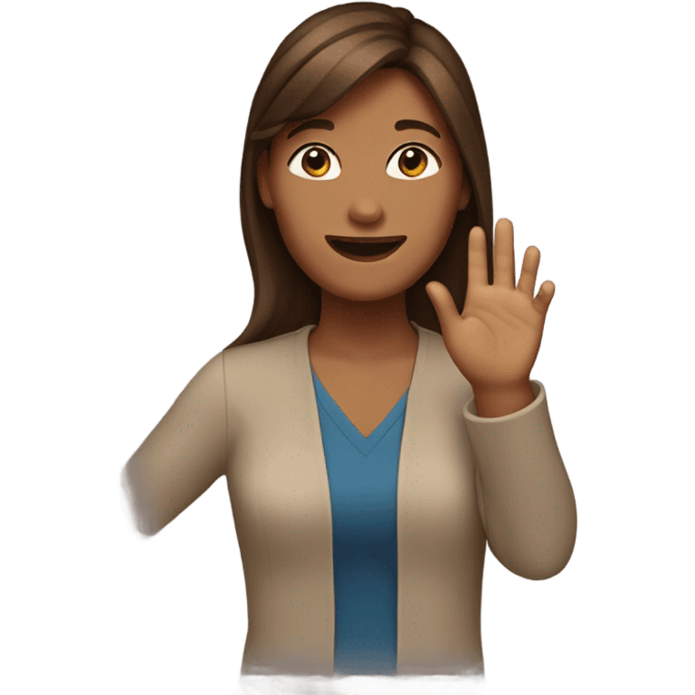 brown haired woman raising hand emoji