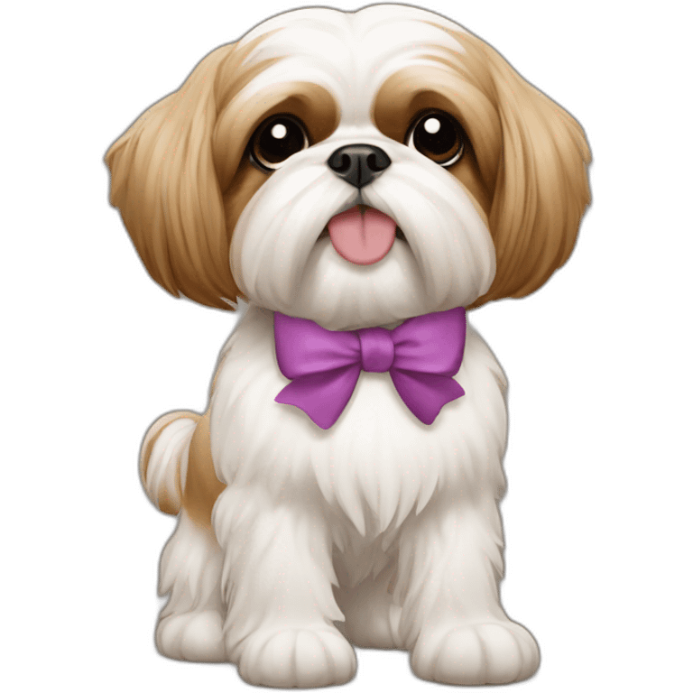 Dog Shih Tzu with a bow on his head full-body emoji