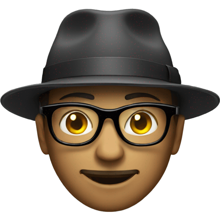 secret agent with glasses and hat emoji