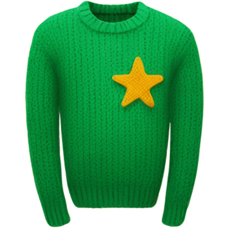 Knit green sweater with star design emoji