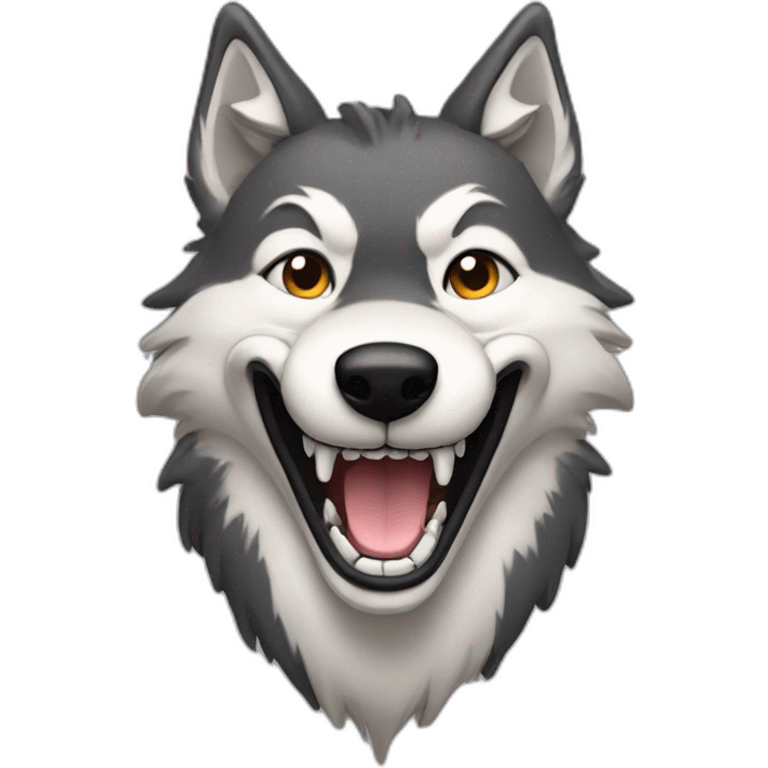 smiling wolf with human teeth emoji