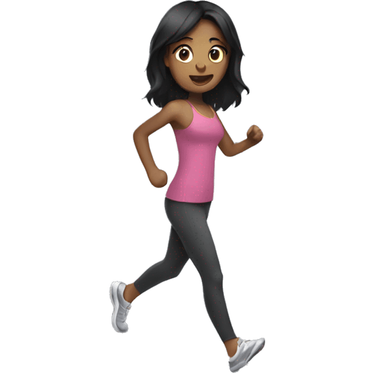 Girl with black hair on treadmill  emoji