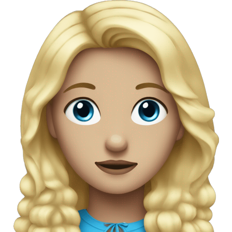 blonde girl with blue eyes and her black horse emoji